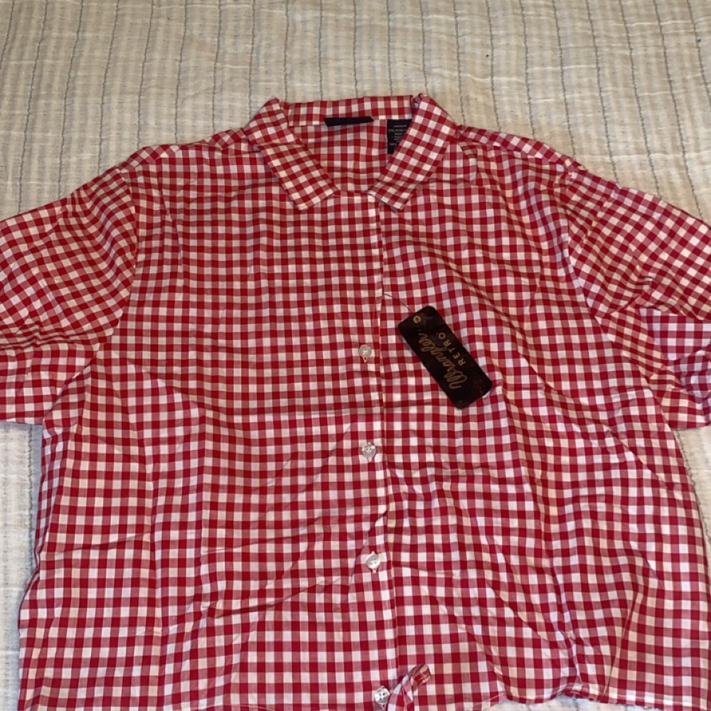 Women’s Wrangler Retro Red and White Plaid Button Down Shirt